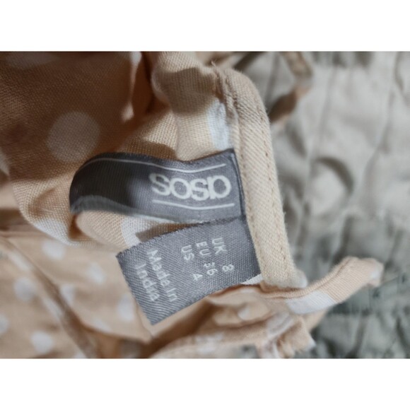 Asos Crop Polka Dot Tank Beige And White Wooden Buttons Size 4 Or Small - Picture 6 of 6